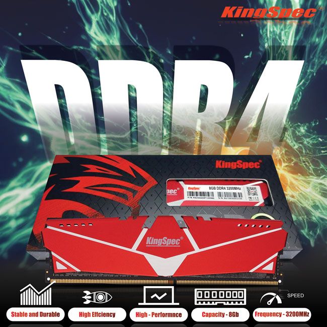 Ram PC KingSpec DDR4 8Gb - 3200MHz