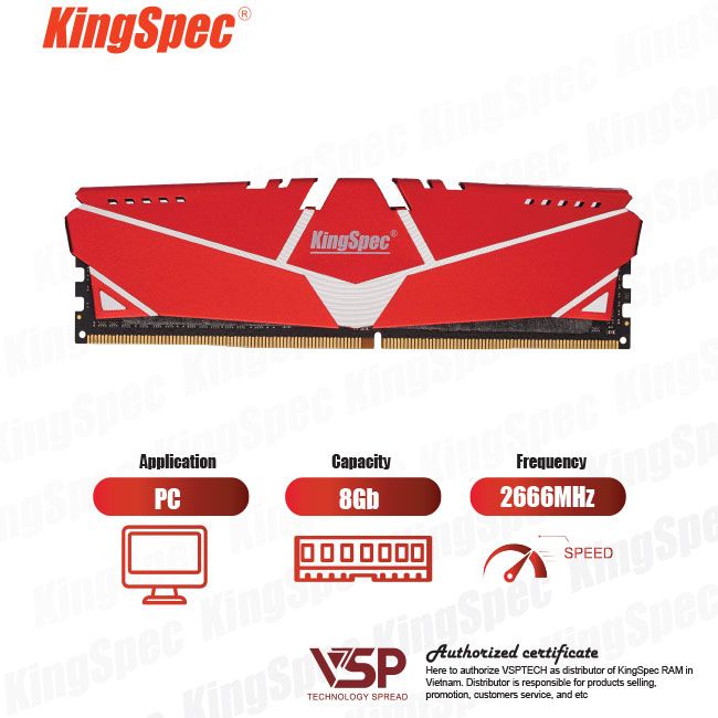 Ram PC KingSpec DDR4 8Gb - 2666MHz