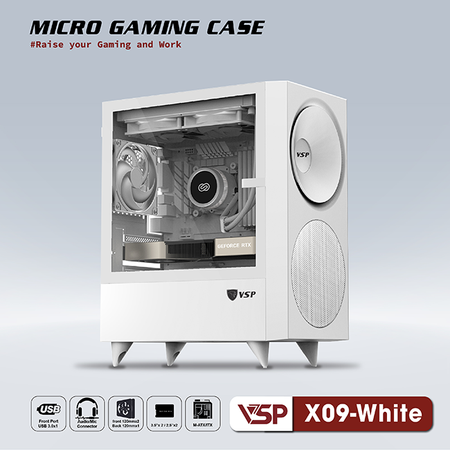 Vỏ Case Máy Tính VSP Micro Gaming X09 - Trắng
