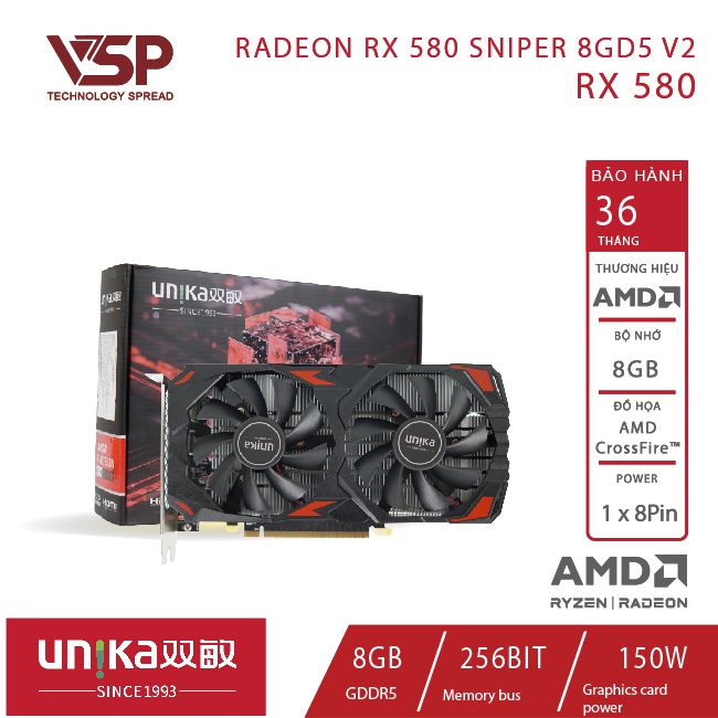 VGA UNIKA RADEON RX 580 SNIPER 8GD5 V2