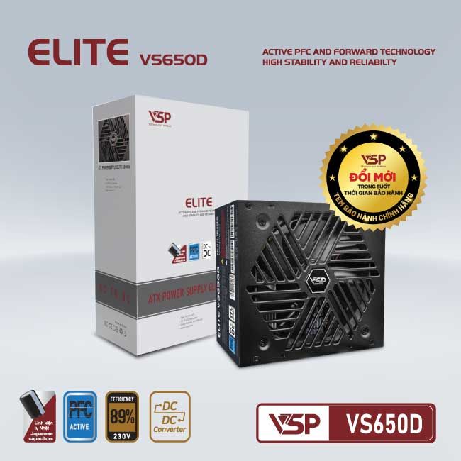 BỘ NGUỒN CÔNG SUẤT THỰC VSP ELITE ACTIVE PFC VS650D