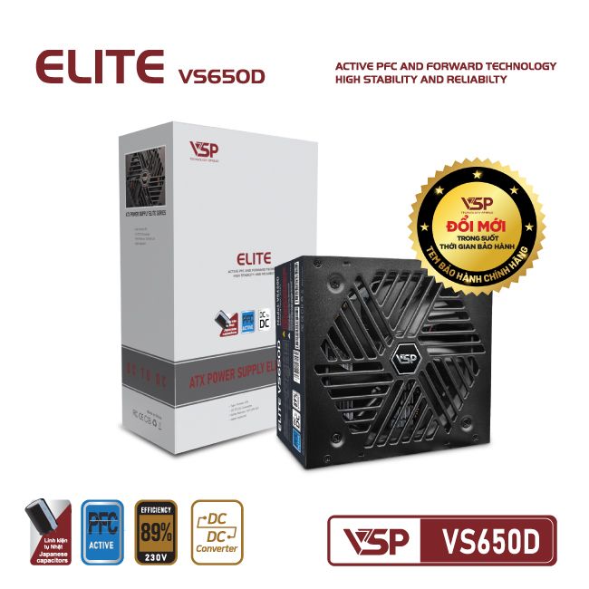 BỘ NGUỒN CÔNG SUẤT THỰC VSP ELITE ACTIVE PFC VS650D
