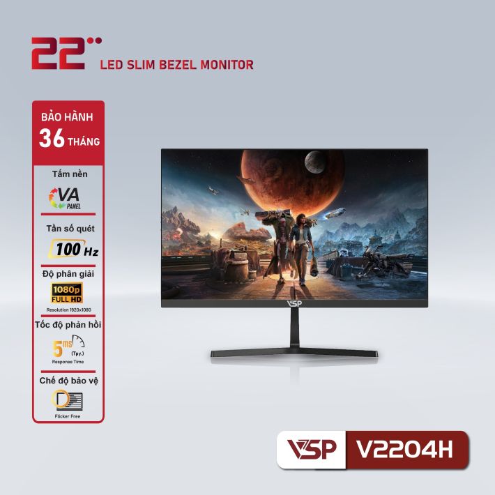 Màn hình phẳng VSP V2204H - 100Hz - ĐEN