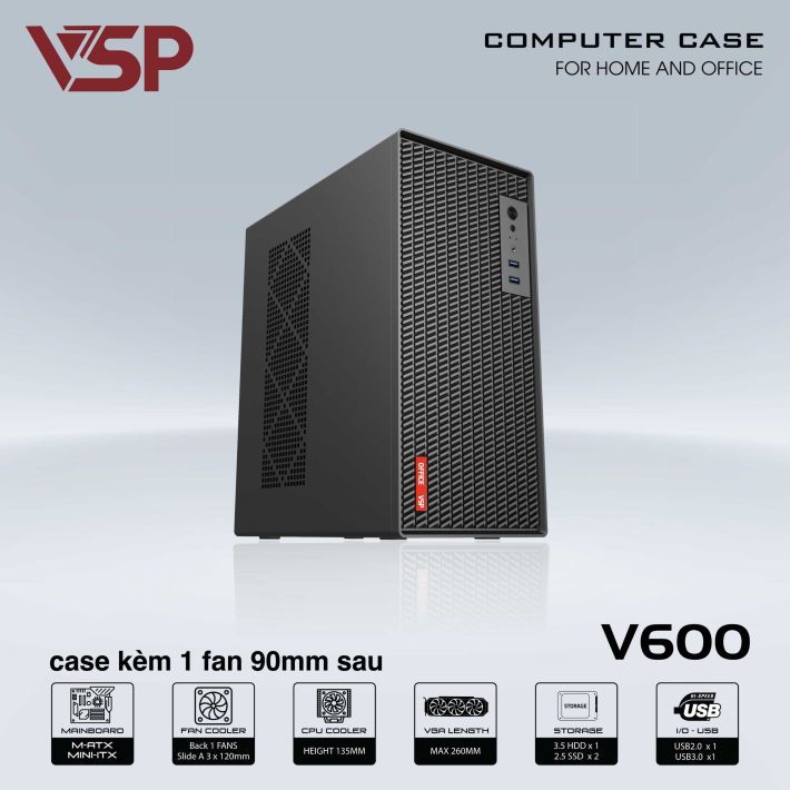 Case Văn Phòng V600 - Đen