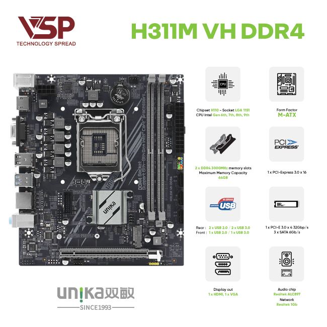 Main UNIKA H311M-VH DDR4