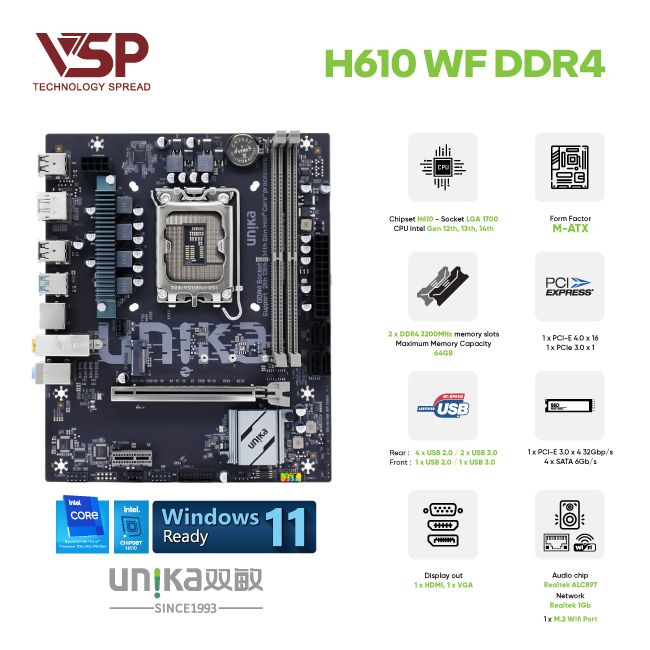 Main UNIKA H610M WF DDR4