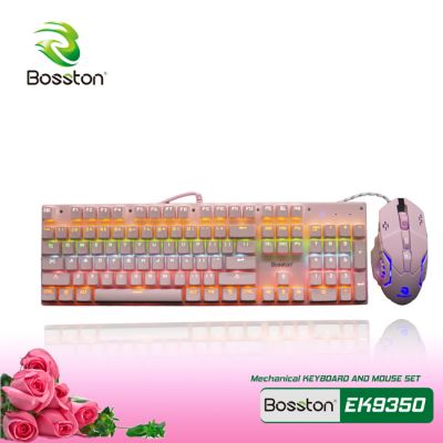 Combo bàn phím gaming mouse Bosston EK9350 PINK
