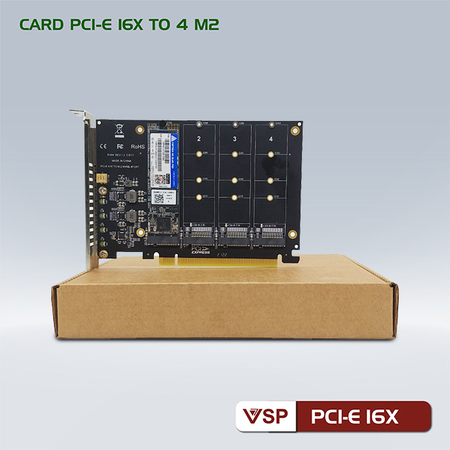 Card chuyển đổi PCI-e 16x to 4 M2