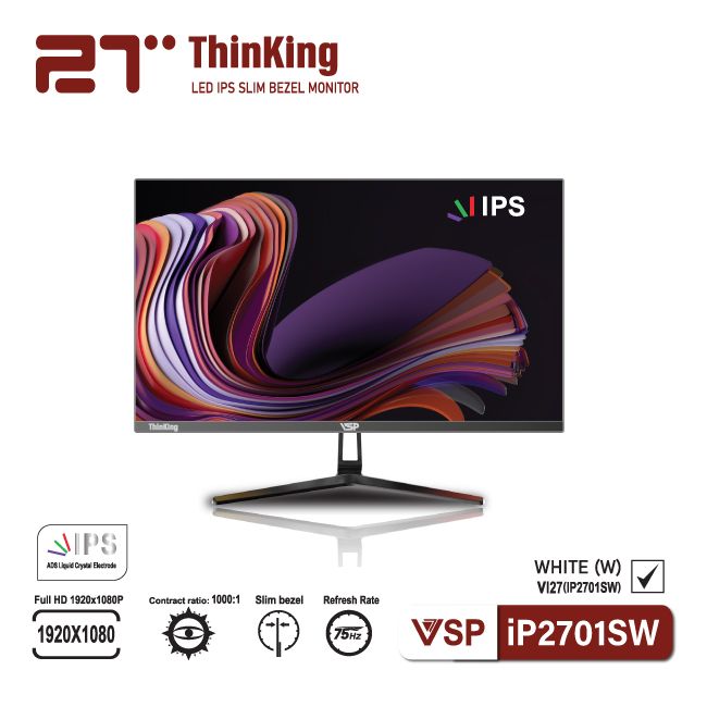 Màn hình VSP IPS Thinking 27inch tràn viền VI27(IP2701SW) - Đen 