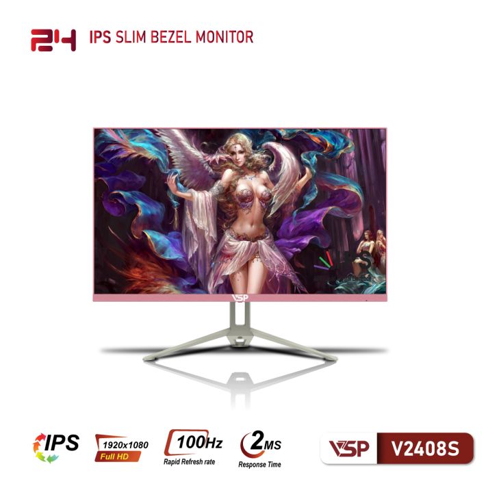 Màn hình phẳng LED mỏng tràn viền VSP V2408S - 100Hz -  Hồng
