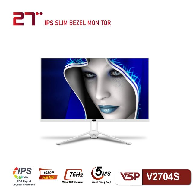 Màn hình phẳng LED tràn viền mỏng VSP V2704S - Trắng