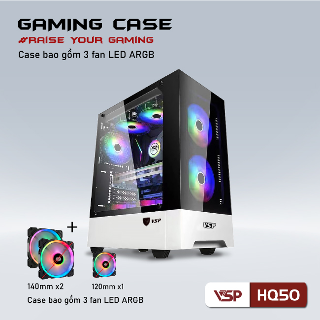 Vỏ Case máy tính Gaming VSP HQ50 - Trắng