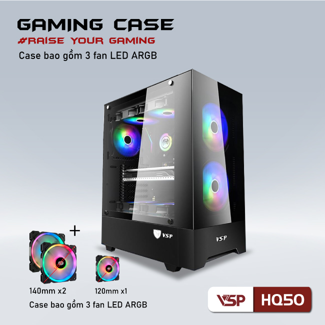 Vỏ Case máy tính Gaming VSP HQ50 - Đen