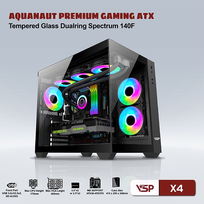 Vỏ Case Máy Tính Gaming Aquanaut X4 - Đen