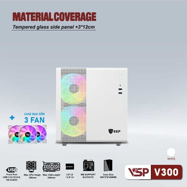 Vỏ Case Máy Tính Gaming V300 - Mini - ATX Trắng