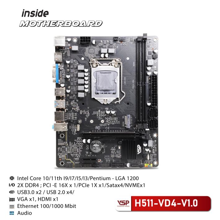 BO MẠCH CHỦ| MAINBOARD VSP H511-VD4-V1.0