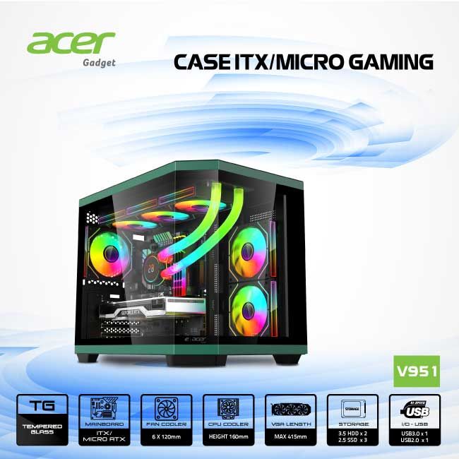 VỎ CASE ACER V951 BLK M-ATX GAMING - BLACK