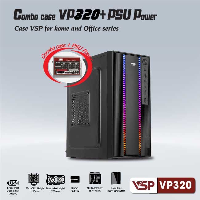 Combo Vỏ Case Máy Tính VSP + Nguồn 200W - VP320