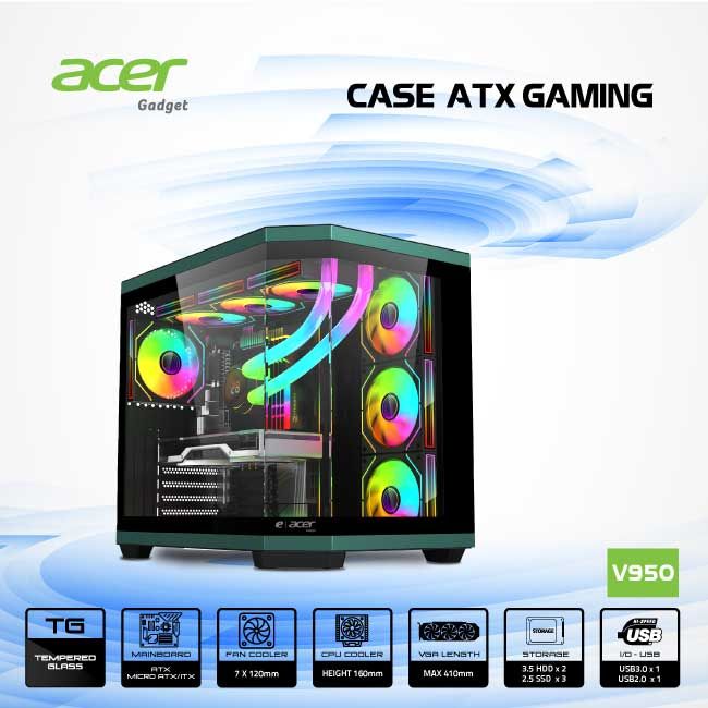 VỎ CASE ACER V950 BLK ATX GAMING - BLACK