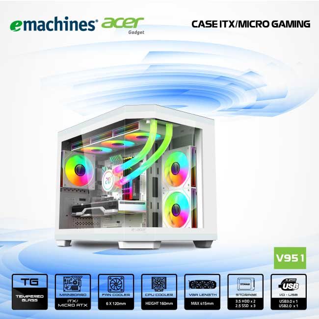 VỎ CASE ACER V951 BLK M-ATX GAMING - WHITE