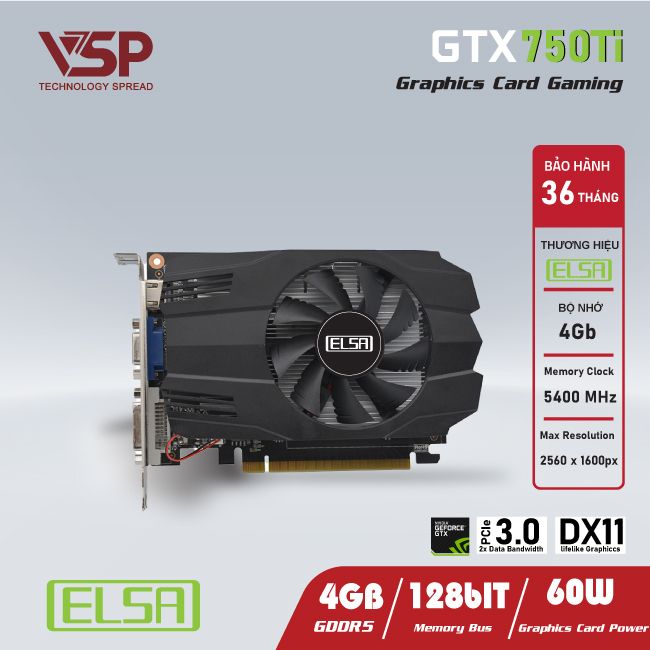 Card màn hình VGA Elsa GTX 750 Ti (GDDR5 2GB/4GB) (128Bit)