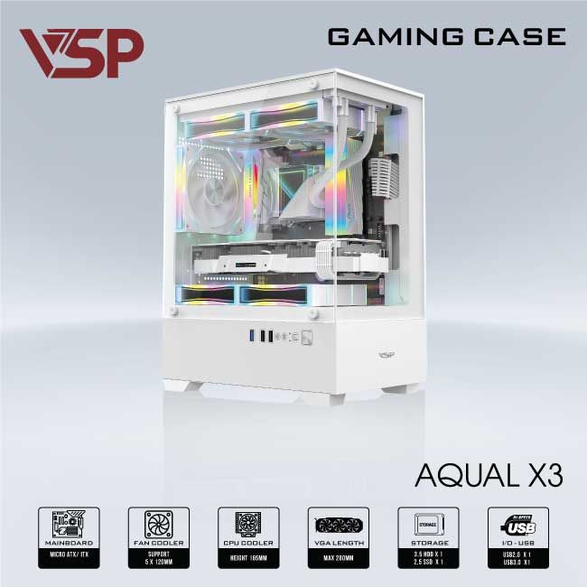 VỎ CASE MÁY TÍNH AQUAL X3 TRẮNG