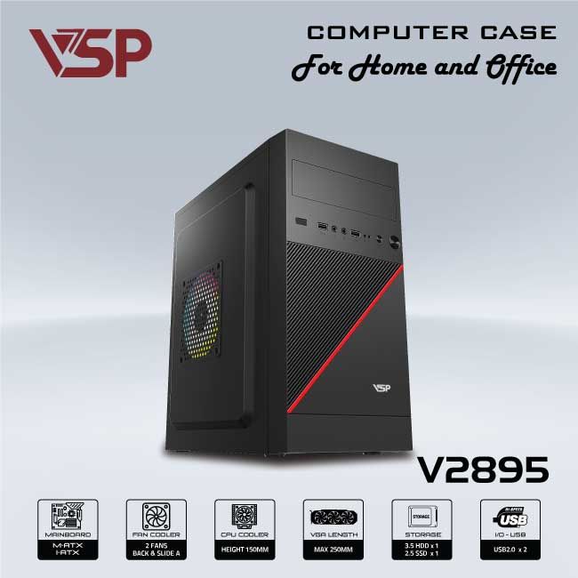 Case văn phòng VSP  M-ATX/I-ATX V2895