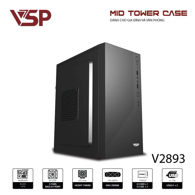 Case văn phòng VSP  M-ATX/I-ATX V2893