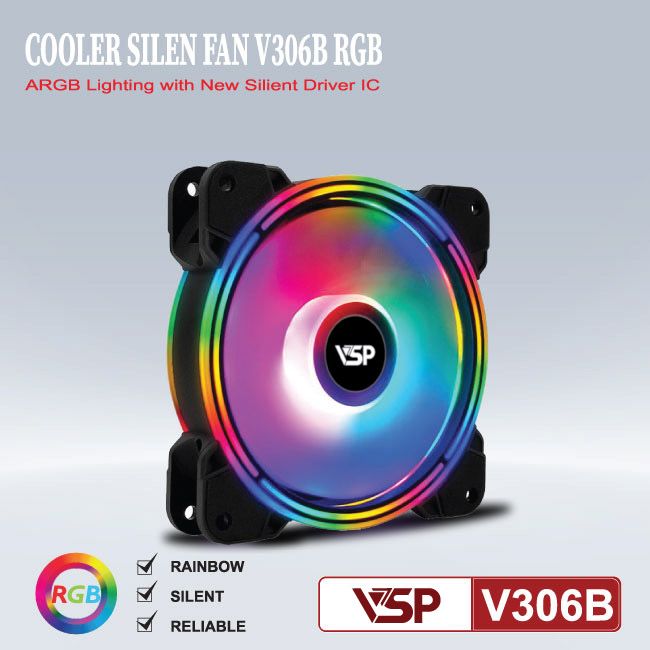 Quạt tản nhiệt VSP LED RGB V306B 