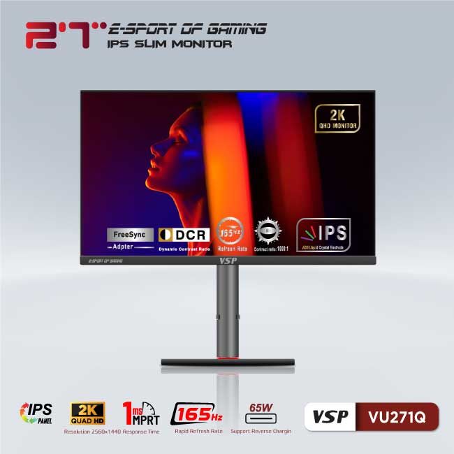 Màn hình phẳng  VSP 27inch 2K eSport Gaming VU271Q - QHD 