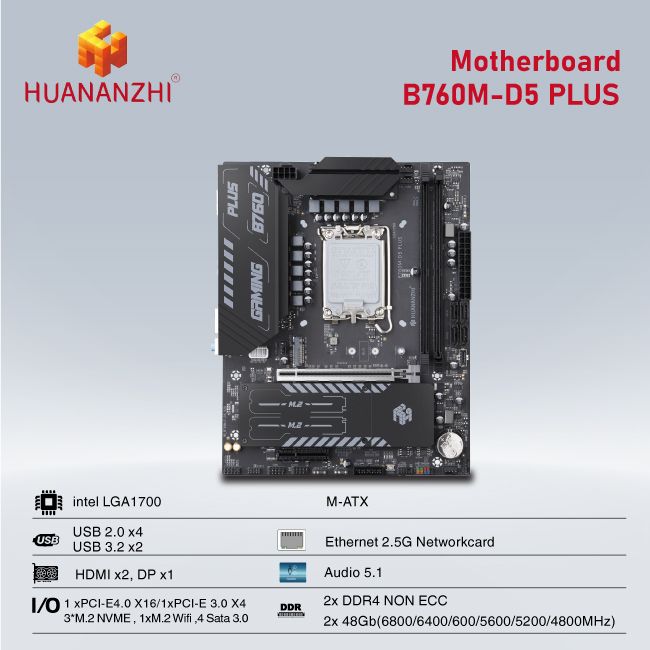 BO MẠCH CHỦ| MAINBOARD HUANANZHI B760M-D5 Plus DDR5