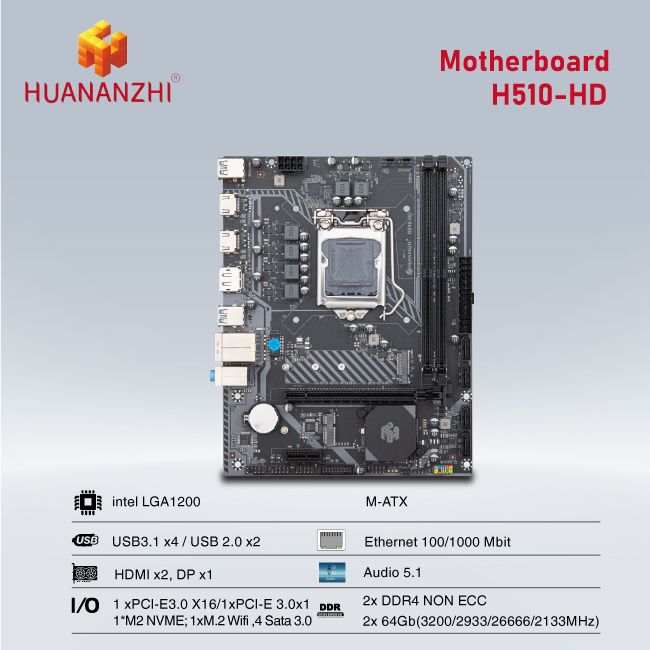 BO MẠCH CHỦ| MAINBOARD HUANANZHI H510-HD