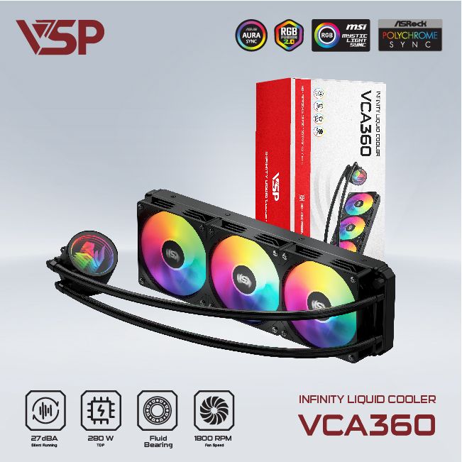 Tản nhiệt nước VSP Infinity Liquid Cooler VCA-360 Đen