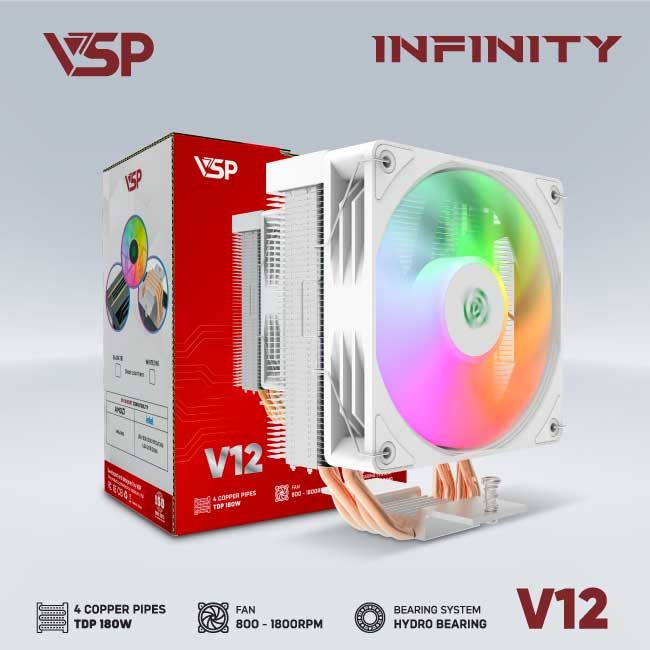 Quạt Tản Nhiệt Khí V12 INFINITY - Trắng