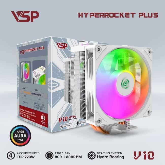 Quạt Tản Nhiệt Khí V10 HYPERROCKET PLUS - Trắng