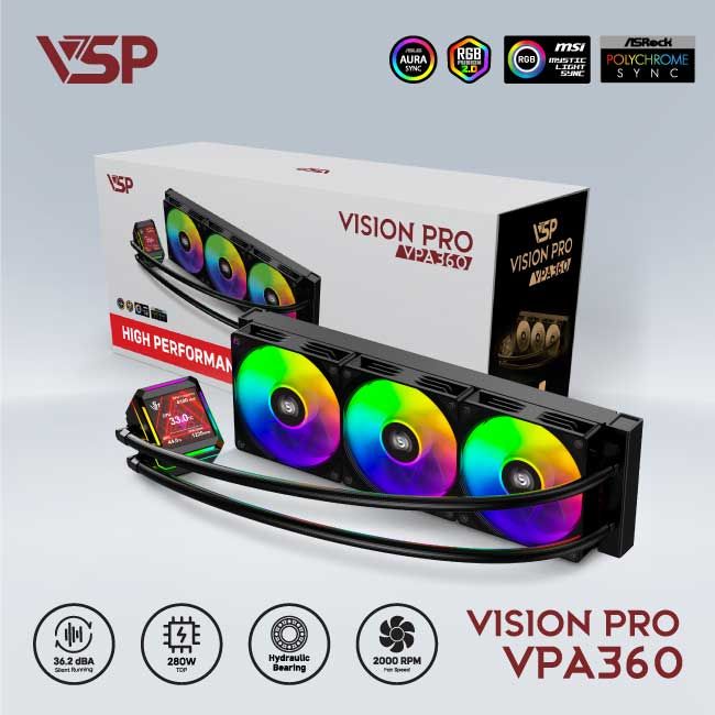 Tản nhiệt nước VSP Vision Pro VPA-360 Đen