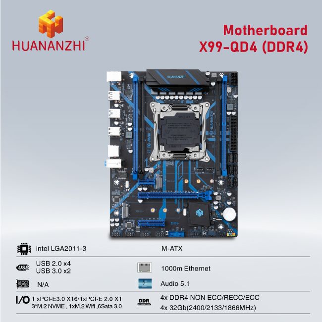 BO MẠCH CHỦ| MAINBOARD HUANANZHI X99 - QD4 (DDRAM4)