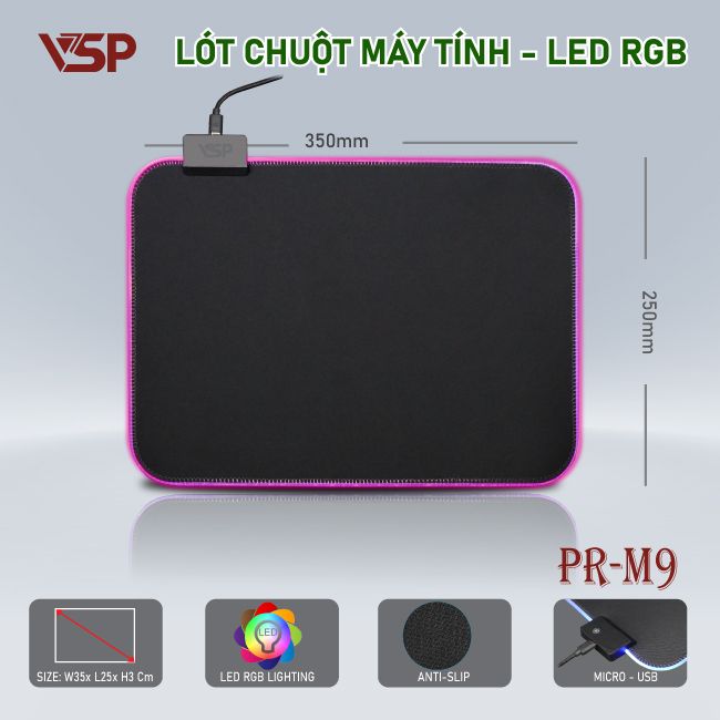 Mouse Pad LED RGB size nhỏ PR-M9