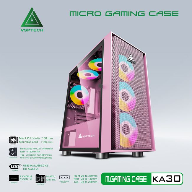 VỎ CASE MÁY TÍNH VSPTECH GAMING KA30 HỒNG