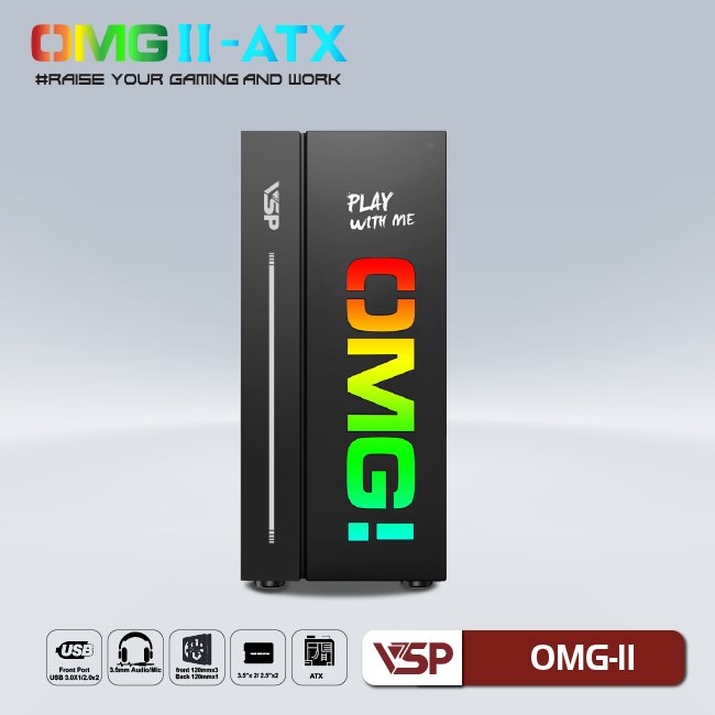 Vỏ Case Máy Tính VSP LED Gaming OMG-II ATX - Đen