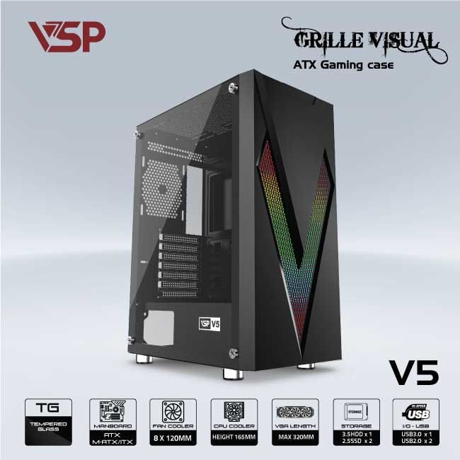 Vỏ Case máy tính VSP V5 - Đen