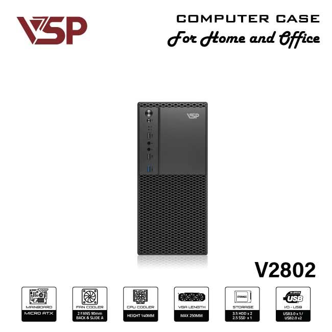 Case văn phòng VSP  M-ATX/I-ATX V2802