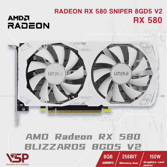 VGA UNIKA RADEON RX 580 SNIPER 8GD5 V2 - WHITE