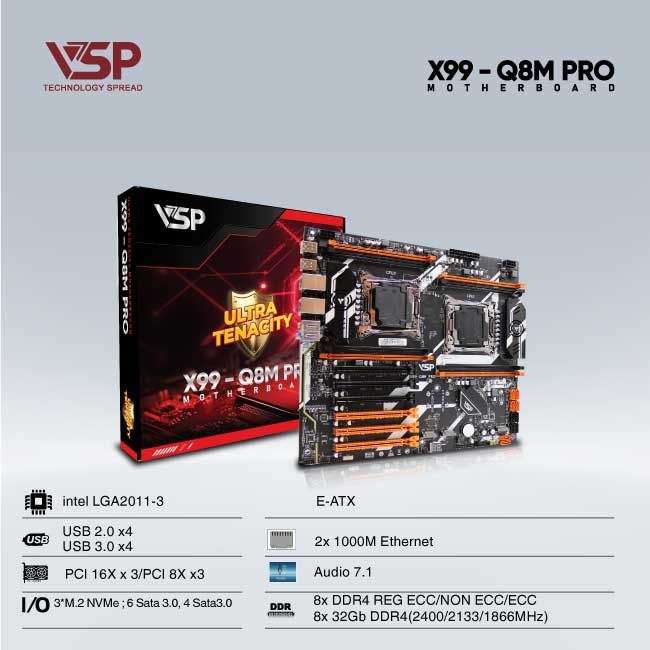 BO MẠCH CHỦ| MAINBOARD VSP X99 - Q8M PRO