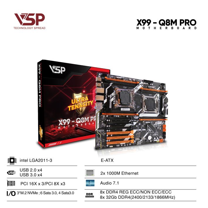 BO MẠCH CHỦ | MAINBOARD VSP X99 - Q8M PRO