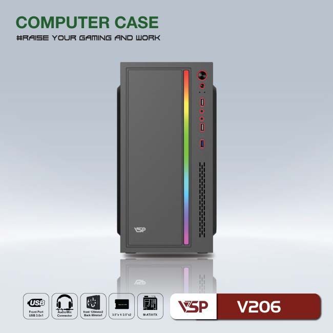 Vỏ Case Máy Tính VSP V206 - Đen