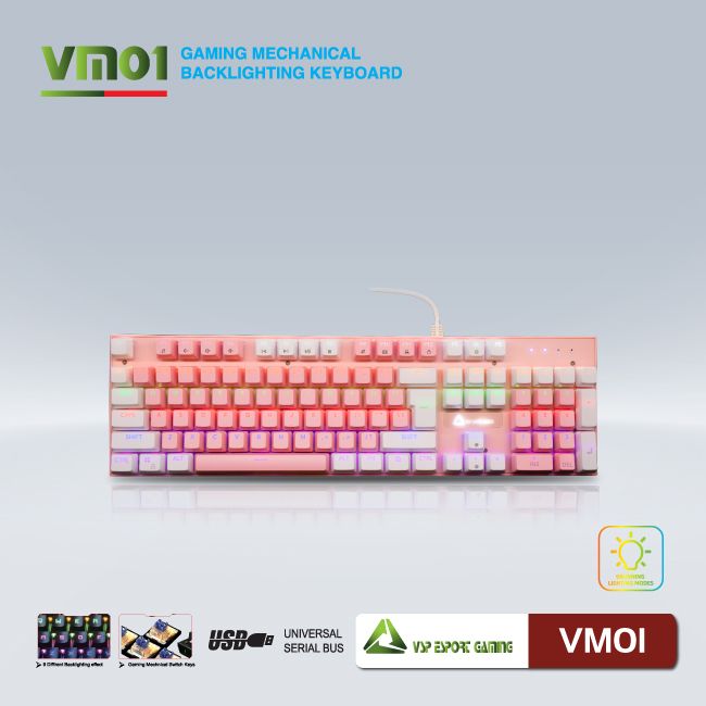 Bàn phím VSP eSport Gaming VM01 - Hồng