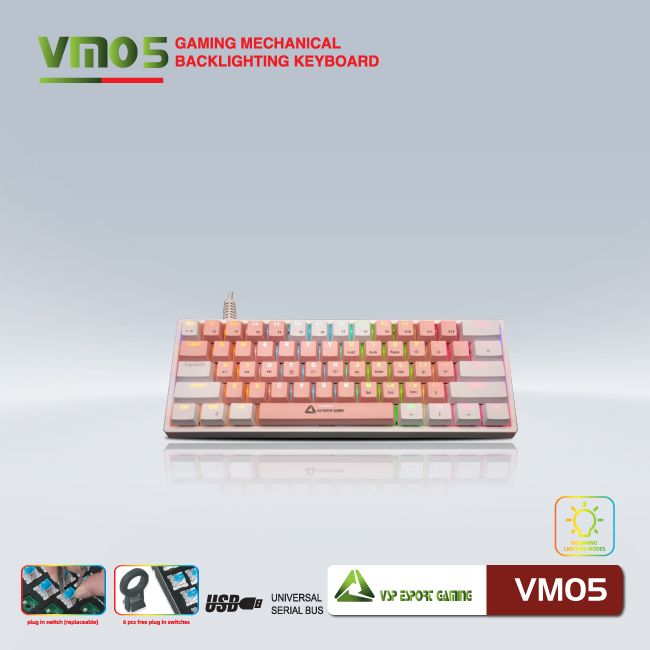 Bàn phím VSP eSport Gaming VM05 - Hồng