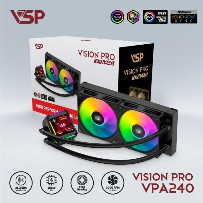 Tản nhiệt nước VSP Vision Pro VPA-240 Đen