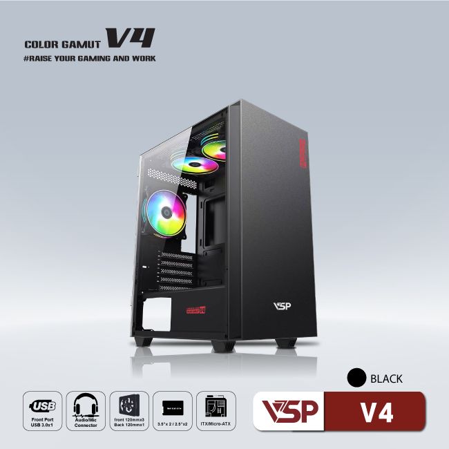 Vỏ Case máy tính VSP V4 - Đen